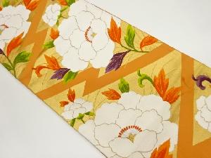 松皮菱に花模様織出し袋帯